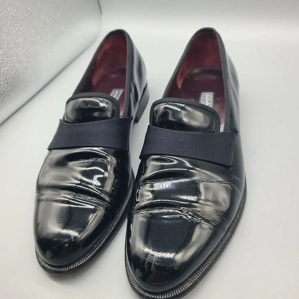 Salvatore Ferragamo Bryden Banded black patent Tuxedo Loafer Size 9.5 D Used